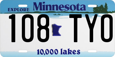 MN license plate 108TYO