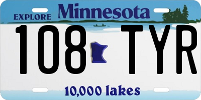 MN license plate 108TYR