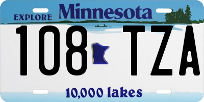 MN license plate 108TZA