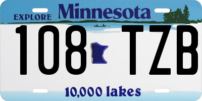 MN license plate 108TZB