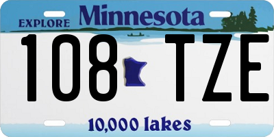 MN license plate 108TZE