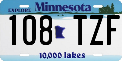 MN license plate 108TZF