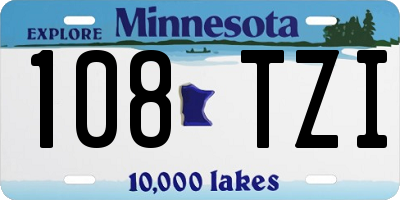 MN license plate 108TZI