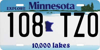 MN license plate 108TZO