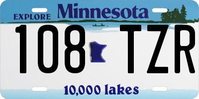MN license plate 108TZR