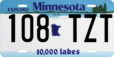 MN license plate 108TZT