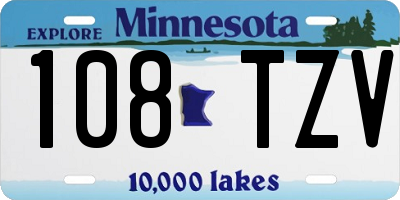 MN license plate 108TZV