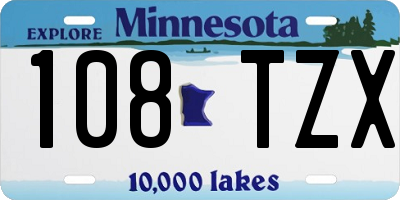 MN license plate 108TZX