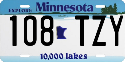 MN license plate 108TZY
