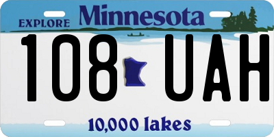 MN license plate 108UAH