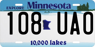 MN license plate 108UAO
