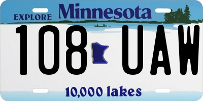 MN license plate 108UAW