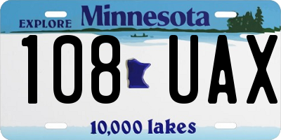 MN license plate 108UAX