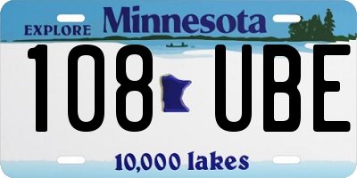 MN license plate 108UBE