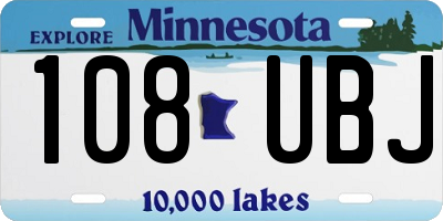 MN license plate 108UBJ