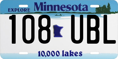 MN license plate 108UBL