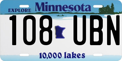 MN license plate 108UBN