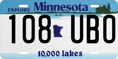 MN license plate 108UBO