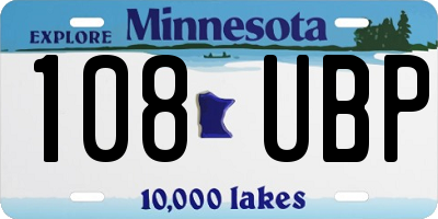MN license plate 108UBP