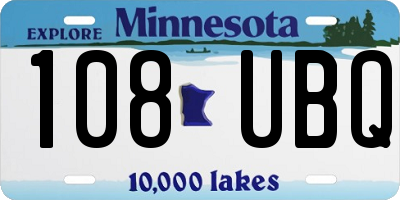 MN license plate 108UBQ