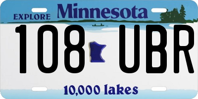 MN license plate 108UBR