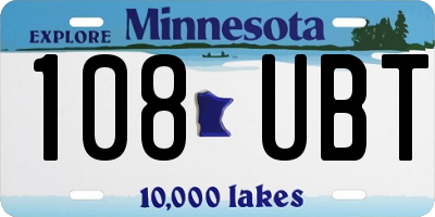 MN license plate 108UBT