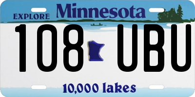 MN license plate 108UBU
