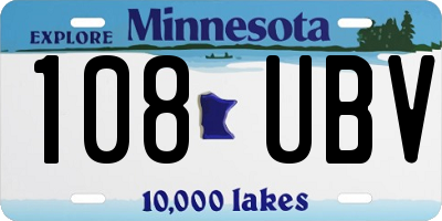 MN license plate 108UBV