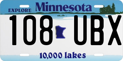 MN license plate 108UBX
