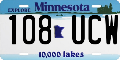 MN license plate 108UCW