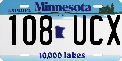 MN license plate 108UCX