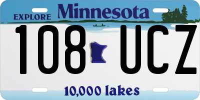 MN license plate 108UCZ