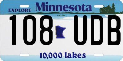 MN license plate 108UDB