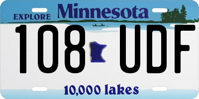 MN license plate 108UDF