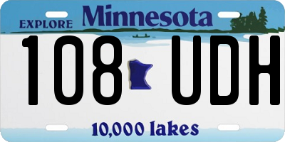 MN license plate 108UDH