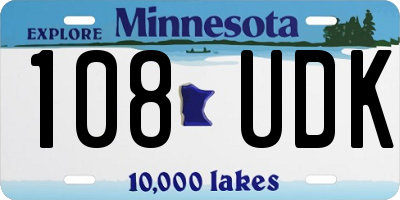 MN license plate 108UDK