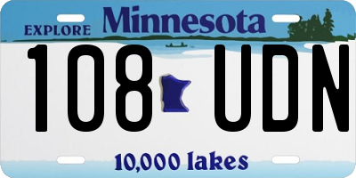 MN license plate 108UDN