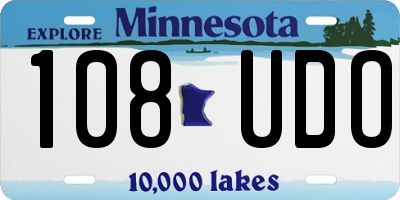MN license plate 108UDO