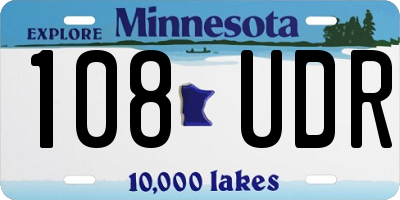 MN license plate 108UDR