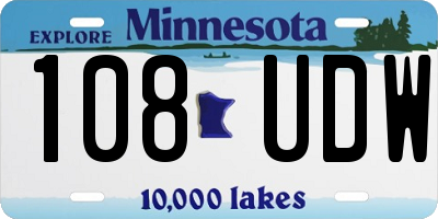 MN license plate 108UDW