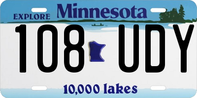 MN license plate 108UDY