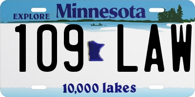 MN license plate 109LAW