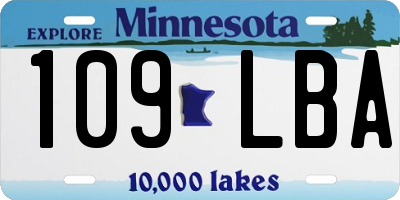 MN license plate 109LBA