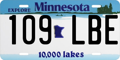 MN license plate 109LBE