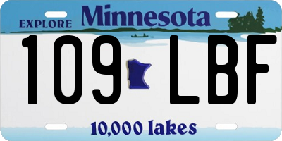 MN license plate 109LBF