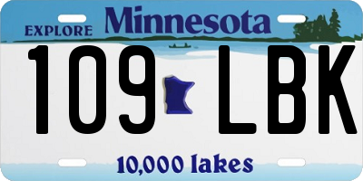 MN license plate 109LBK