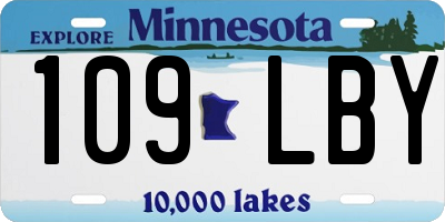 MN license plate 109LBY