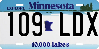 MN license plate 109LDX