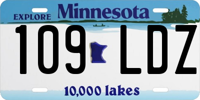 MN license plate 109LDZ