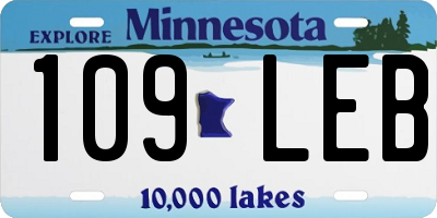 MN license plate 109LEB